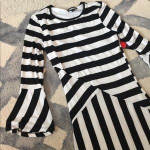Black and white striped dress